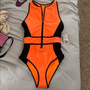 New! Forever 21 Neon orange one piece swimsuit